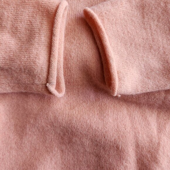 EVELYN GRACE Cashmere Sz Small Coral Pink Turtleneck Sweater Top Rolled sleeve - Picture 3 of 13